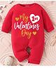 KNITROOT Valentine Theme Full Sleeves My 1st Valentines Day Glitter Printed Romper - Red