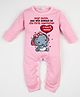 KNITROOT Valentine Theme Full Sleeves Baby Elephant Printed Romper - Pink