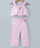 Orrigany Knitted Sleeveless Top And Lounge Pant Abstract Print - Pink