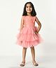 Bella Moda Sleeveless Sequin Embellished & Bow Applique Detailed Layered Dress - Pink