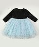 Bella Moda Full Sleeves Colour Blocked & Sequin Embellished Flared Dress - Sky Blue