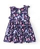 Babyhug 100% Cotton Jersey Knit Sleeveless Frock Butterfly Print - Navy Blue