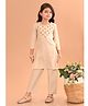 Lilpicks Couture Three Fourth  Sleeves Floral Yoke Embroidered    Kurta With Pant  Set - Beige
