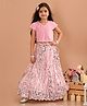 Lilpicks Couture Velvet Cap Sleeves Solid Choli With Sequin Embellished Lehenga Set - Pink