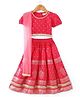 Saka Designs Rayon Woven Half Sleeves Choli Lahenga Dupatta Set With Foil Print - Dark Peach & Gold