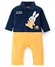 Babyhug 100% Cotton Interlock Knit Full Sleeves Romper Bunny Print - Navy Blue