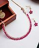 THE PARI Ruby Colour American Diamond Choker Necklace Set
