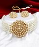 The Pari Pearl Beaded Round Pendant Choker Necklace Set- White