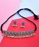 The Pari Classy Ruby Stone Oxidised Choker Necklace- Silver