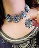 The Pari Oxidised Rose Shape Necklace- Silver
