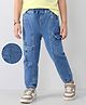 Mark & Mia Full Length Cut & Sew Denim Jeans with Text  Graphics & Pocket Detailing -  Blue