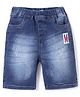 Mark & Mia Knee Length Shorts With Patch Applique & Tearing Detailing - Blue