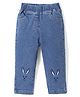 Mark & Mia Cotton Lycra Knit  Full Length Denim Jeans with Embroidery Detailing - Blue