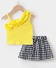 Kookie Kids Sleeveless Top & Skirt With Checkered - Yellow White & Black