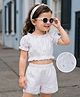 Kookie Kids Half Sleeves Schiffi Top & Shorts Set Solid Colour - White