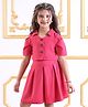 Mark & Mia Party Half Sleeves Box Fit Jacket Top with Knee Length Skirt Solid Colour - Fuchsia