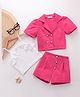 Mark & Mia Half Sleeves Co Ord Set Solid Colour - Fuchsia