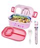FunBlast Unicorn Theme Lunch Box with Fork and 10 Color Ball Pen  Peach