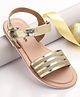 Pine Kids Velcro Closure Sandals with Glitter Embellished - Golden