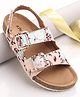 Pine Kids Casual Wear Sandals with Velcro Belt Closure Floral Print - Beige