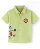 Babyhug Marvel 100% Cotton Knit Half Sleeves Regular Collar Avengers Printed Shirt- Lime