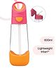 b.box Large Size Straw Top Water Bottle for kids - Spill Proof & Easy to Carry 600ML - Strawberry Shake Pink