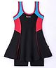 Rovars Cotton Blend Sleeveless Color Blocked Frock Swimsuit - Black & Red