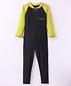 Rovars Cotton Lycra Full Sleeves Solid Color Body Swimsuit - Black & Lemon Yellow
