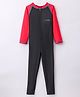 Rovars Cotton Lycra Full Sleeves Solid Color Body Swimsuit - Black & Red