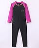 Rovars Cotton Lycra Full Sleeves Solid Color Body Swimsuit - Black & Purple