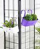 Green Girgit Oval Railing Planter Large Purple & white - Set of two