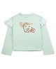 My Milestones Schiffli Frilled Detailed Full Sleeves Cycle Print Top - Light Green