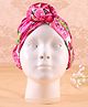 KIDLINGSS Floral Rose Printed & Applique Turban Cap - Pink