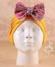 KIDLINGSS Cow Printed Bow Embellished Turban Cap - Yellow