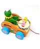 A&A Kreative Box Wooden Frog Pull Along Drum Cart - Multicolour