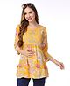 Bella Mama Woven Embroidered Yoke With Three Fourth Sleeves Maternity Top - Yellow
