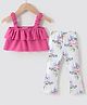 Kookie Kids Sleeveless Top & Legging Set Floral Print - Fuchsia