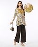 Bella Mama 100% Viscose Woven Embroidered Yoke  Three Fourth Sleeves Maternity Top with Pocket Floral Print - White