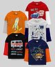 KUCHIPOO Pack Of 5 Doctor Full Sleeves Bus Car & Food Printed Tees - Multi Colour