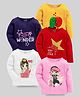 KUCHIPOO Pack Of 5  Full Sleeves Star Text & Girl Printed Tees - Multi Colour