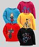 KUCHIPOO Pack Of 5 Full Sleeves Girl Heart & Text Printed Tees - Multi Colour