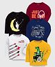 KUCHIPOO Pack Of 5 Full Sleeves Astronaut & Dinosaur Printed Tees - Multi Colour