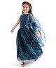 Babyhug Sleeveless Floral Sequins & Embroidery Lehenga Choli with Dupatta Set -   Teal Blue