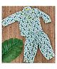 A Toddler Thing Organic Cotton Full Sleeves All Over Dinosaur Printed Coordinating Night Suit - Teal Blue