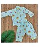 A Toddler Thing Organic Cotton Full Sleeves All Over Hippo Printed Coordinating Night Suit - Teal Blue