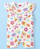 Babyhug 100% Cotton Knit Frill Sleeves Romper Floral & Butterfly Print - White