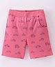 Pink Rabbit Single Jersey Above Knee Length Short Cars Print - Red