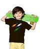 BRATMA Republic Day Theme Half Sleeves Rockets Printed Tee - Black