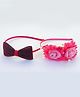 Tia Hair Accessories Set Of 2  Shimmer Bow & Floral Embellished Hair Band - Salmon Pink