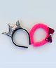 Tia Hair Accessories Set Of 2 Sequin Crown & Bow Embellished Hair Bands - Dark Pink & Sliver